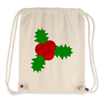Motif de Noël Baies de Houx - Sac à cordon recyclé Stanley/Stella - blanc naturel - Devant