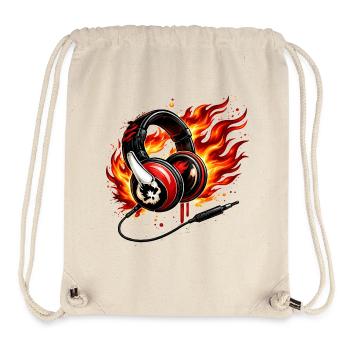 Conception du crâne casque à flamme - Sac à cordon recyclé Stanley/Stella - blanc naturel - Devant