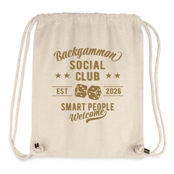Club social de backgammon | Jeu de société - Sac à cordon recyclé Stanley/Stella - blanc naturel - Devant