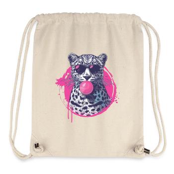 Leopard with sunglasses and pink bubblegum - Stanley/Stella Recycled Gym Bag - natural - Front