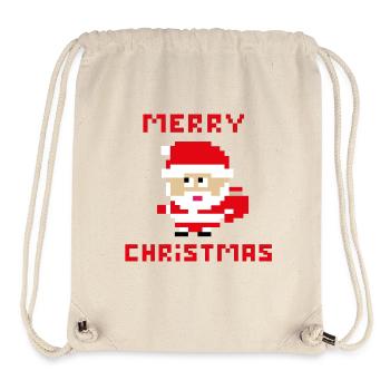 Santa 'merry christmas' 8-bit - Stanley/Stella Recycled Gym Bag - natural - Front