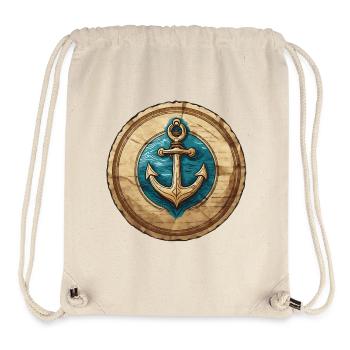 nautical anchor, sea anchor, marine symbol - Stanley/Stella Recycled Gym Bag - natural - Front
