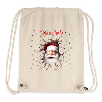 Le Père Noël jette un coup d’œil à travers un trou dans le mur - Sac à cordon recyclé Stanley/Stella - blanc naturel - Devant