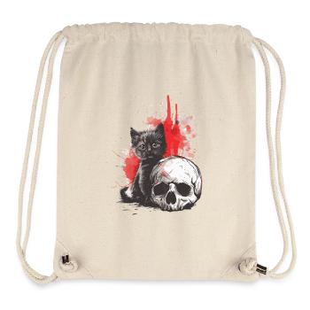 Mignon Chaton Gothique Emo et Crâne - Sac à cordon recyclé Stanley/Stella - blanc naturel - Devant