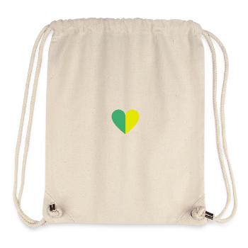 Coeur bicolore vert-jaune - Sac à cordon recyclé Stanley/Stella - blanc naturel - Devant