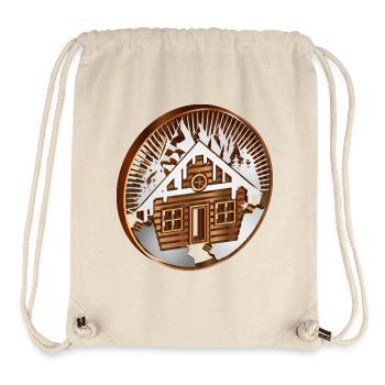 snow-covered hut in the mountains as a medallion - Stanley/Stella Recycled Gym Bag - natural - Front