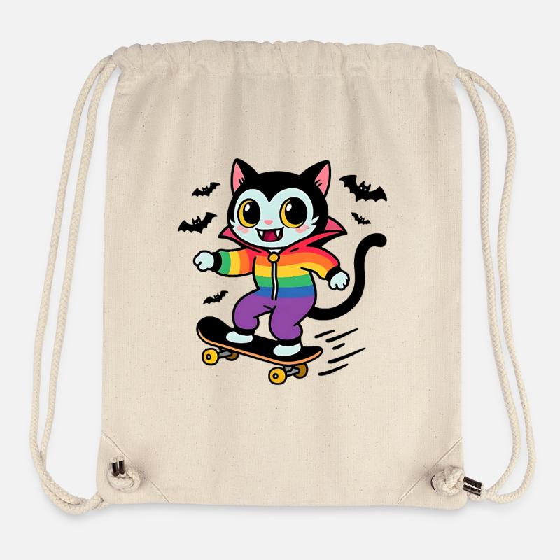 Regenbogen Vampir Katze Skateboarden - Stanley/Stella recycelter Gym Bag - Naturweiß