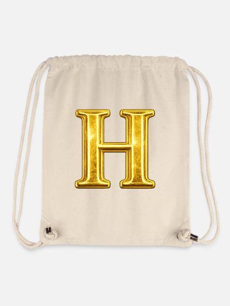 Monogramme en H d’or - Sac à cordon recyclé Stanley/Stella - blanc naturel