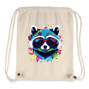 Bunter Waschbär mit Brille und Blättern - Stanley/Stella recycelter Gym Bag - Naturweiß - Vorne