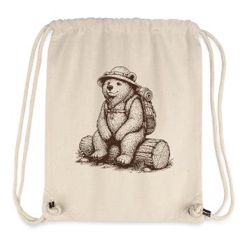 Cool Bear with Backpack Hiking Motif - Stanley/Stella Recycled Gym Bag - natural - Front