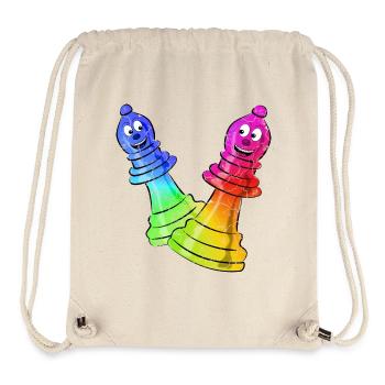 Pièces d’échecs aux couleurs néon - Sac à cordon recyclé Stanley/Stella - blanc naturel - Devant