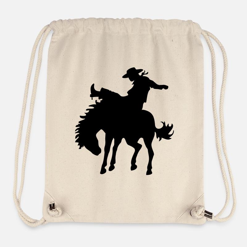 Design avec cow-boy et cheval - Sac à cordon recyclé Stanley/Stella - blanc naturel