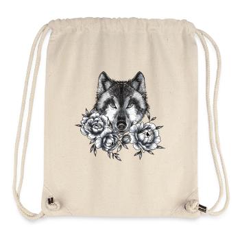 Wolf und Pfingstrosen - Stanley/Stella recycelter Gym Bag - Naturweiß - Vorne