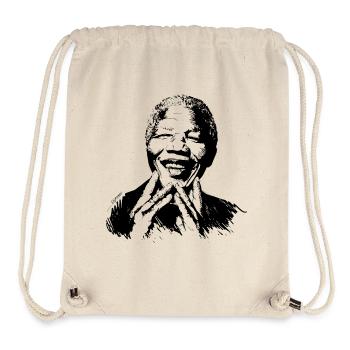Nelson Mandela portrait dessiné - Sac à cordon recyclé Stanley/Stella - blanc naturel - Devant