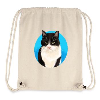 Black White Cat - Stanley/Stella Recycled Gym Bag - natural - Front