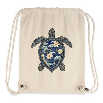 Turtle Porcelain Pattern - Lotus & Waves - Stanley/Stella Recycled Gym Bag - natural - Front