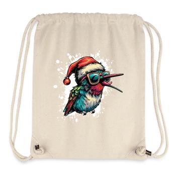 Colibri Oiseau Noël Drôle - Sac à cordon recyclé Stanley/Stella - blanc naturel - Devant