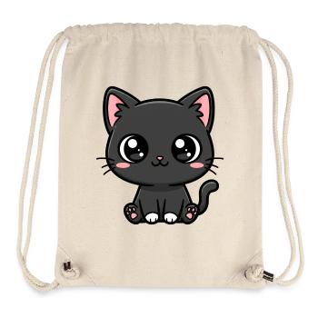 Mascotte Kawaii du Minuit Chaton - Sac à cordon recyclé Stanley/Stella - blanc naturel - Devant