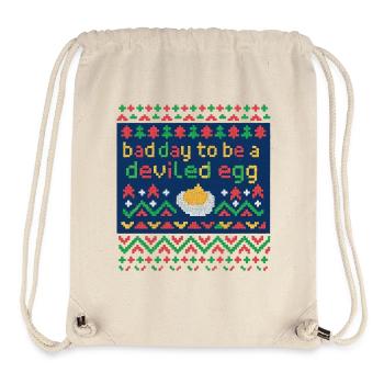 Pixel Jeu de mots aux œufs mimosa, amateur de nourriture de Noël - Sac à cordon recyclé Stanley/Stella - blanc naturel - Devant