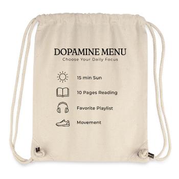 Dopamine Menu Backprint – Aesthetic Self Care - Stanley/Stella recycelter Gym Bag - Naturweiß - Vorne