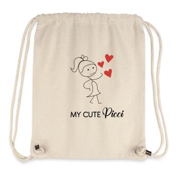 Mignonne fille aux petits cœurs - Sac à cordon recyclé Stanley/Stella - blanc naturel - Devant