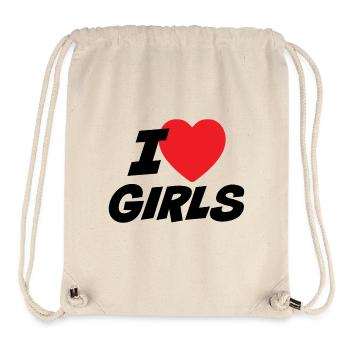 J’aime les filles - Sac à cordon recyclé Stanley/Stella - blanc naturel - Devant