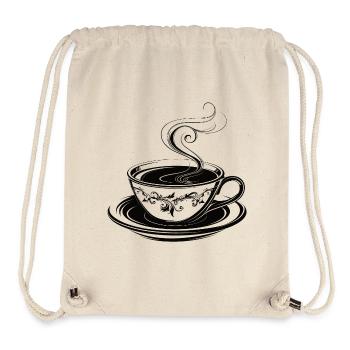 Teetasse klassisch mit Dampf und Unterteller - Stanley/Stella recycelter Gym Bag - Naturweiß - Vorne