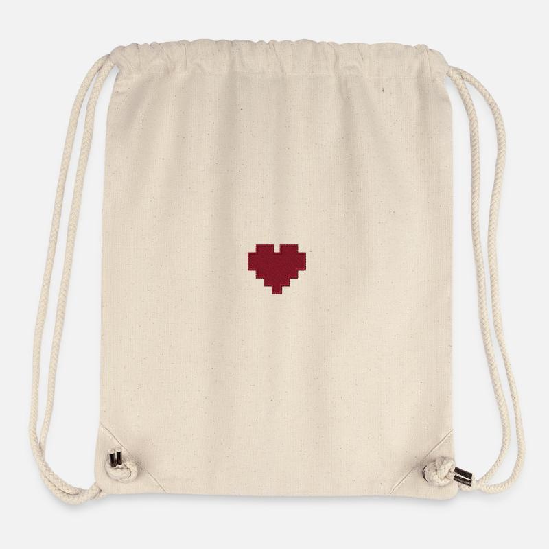 Coeur brodé - Sac à cordon recyclé Stanley/Stella - blanc naturel