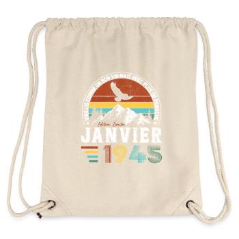 Geburtstagsgeschenk Geboren im Januar 1945 - Stanley/Stella recycelter Gym Bag - Naturweiß - Hinten