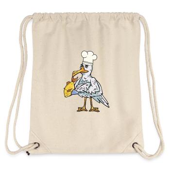 Maritim Möwe Fisch Koch Hunger kochen - Stanley/Stella recycelter Gym Bag - Naturweiß - Hinten