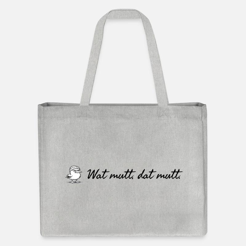 Wat mutt dat mutt plattdeutscher Spruch mit Möwe - Stanley/Stella recycelter Shopping Bag - Grau meliert