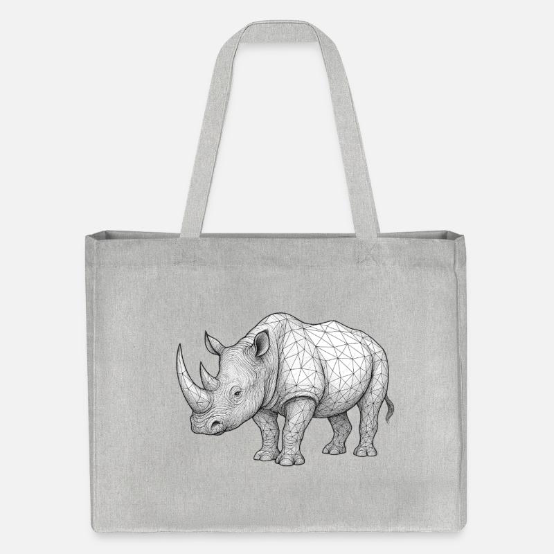Rhino Wireframe Pattern - Stanley/Stella Recycled Shopping Bag - heather grey