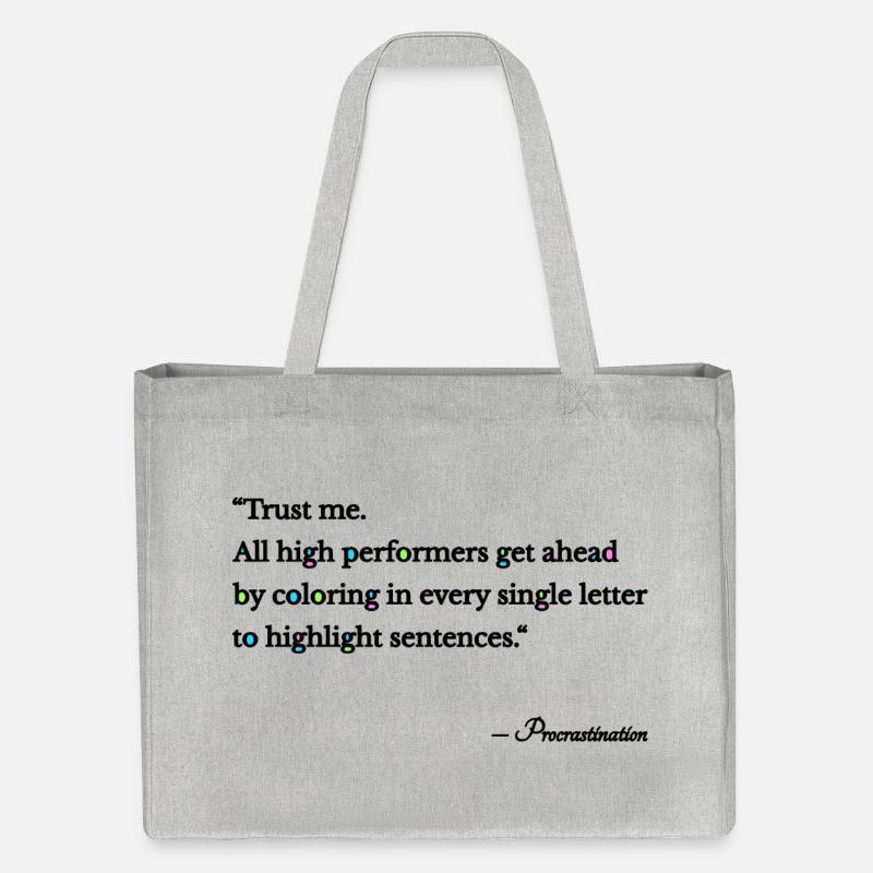 Procrastination - Stanley/Stella Recycled Shopping Bag - heather grey