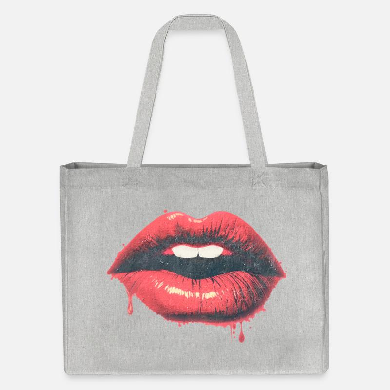 Baiser urbain - Goutteuse - Red Lips Pop Art - Cabas recyclé Stanley/Stella - gris chiné