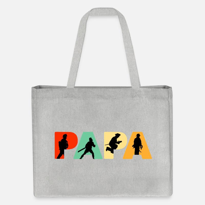Papa Pompier, Pompier Rétro, Héros Papa - Cabas recyclé Stanley/Stella - gris chiné