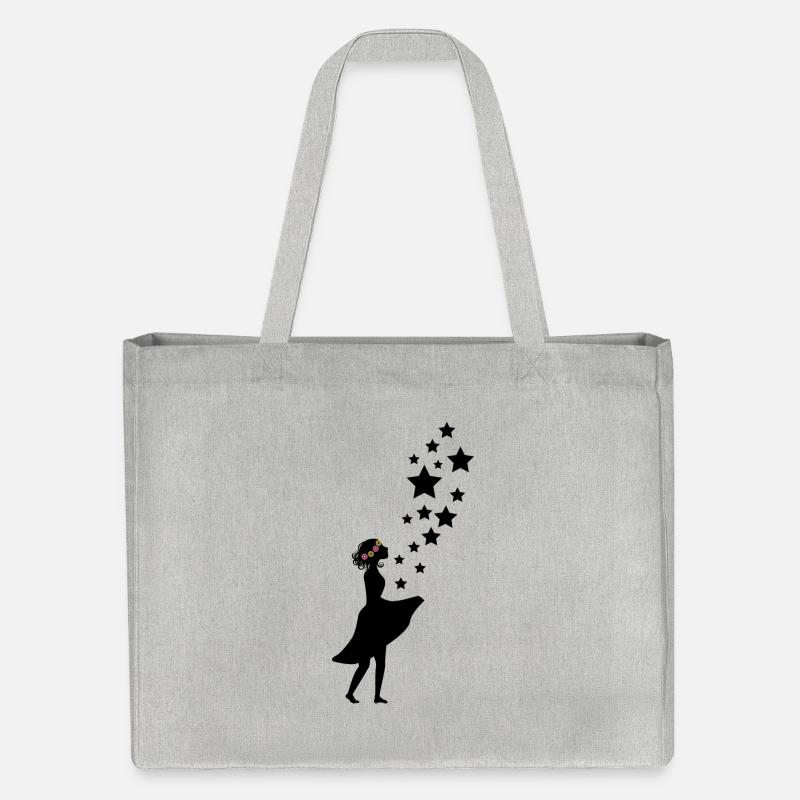 Blumen-Mädchen mit Sternenhimmel - Stanley/Stella recycelter Shopping Bag - Grau meliert
