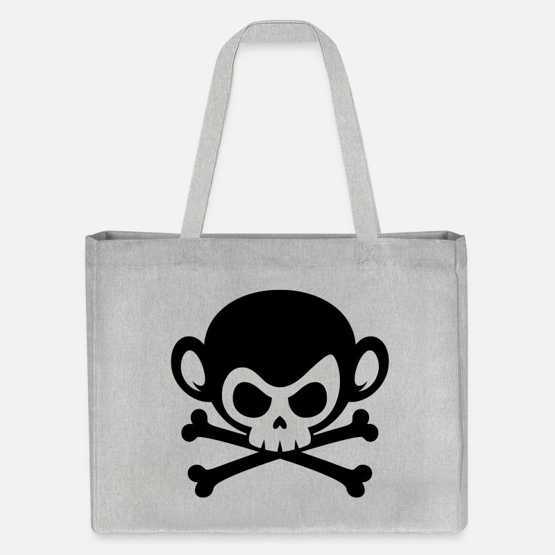 Skull monkey with crossed bones - Stanley/Stella Recycled Shopping Bag - heather grey