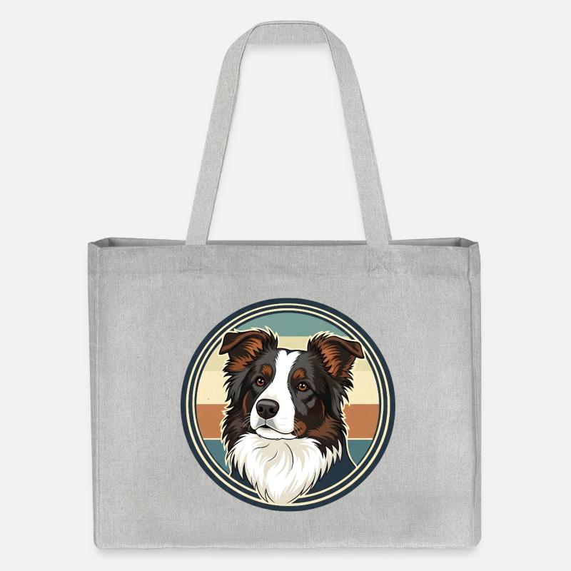 Border Collie Retro Emblem Design - Cabas recyclé Stanley/Stella - gris chiné