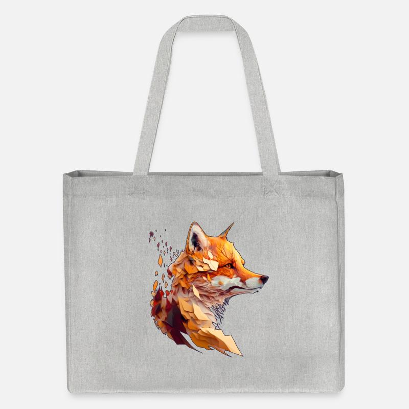 Polygon Fox Design, Pretty Fox - Stanley/Stella Recycled Shopping Bag - heather grey