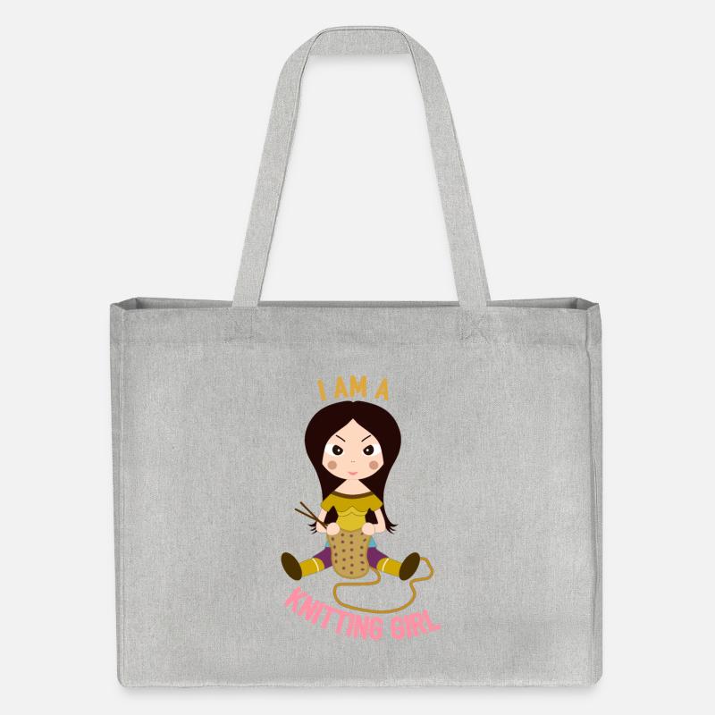 Ich bin ein Strickmädchen - Stanley/Stella recycelter Shopping Bag - Grau meliert