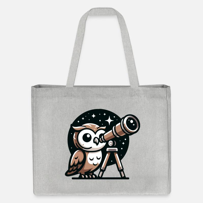 Stargazer Hoot: Die Himmlische Eule - Stanley/Stella recycelter Shopping Bag - Grau meliert