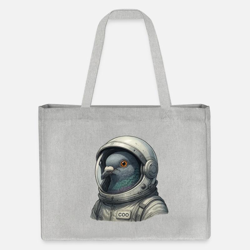 Pigeon astronaute gros plan dans le casque de combinaison spatiale - Cabas recyclé Stanley/Stella - gris chiné