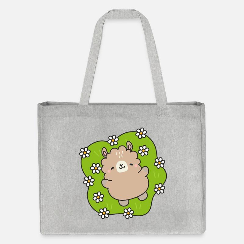 Glücklicher Bär im Blumengarten - Stanley/Stella recycelter Shopping Bag - Grau meliert