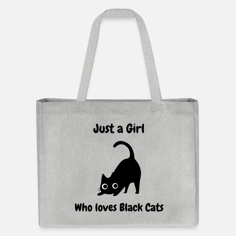 Einfach ein Mädchen, das Schwarze Katzen liebt - Stanley/Stella recycelter Shopping Bag - Grau meliert