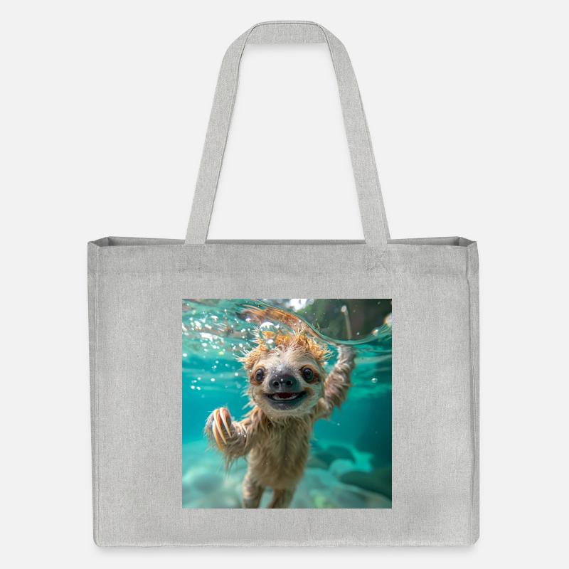 Sloth under water - Stanley/Stella Recycled Shopping Bag - heather grey