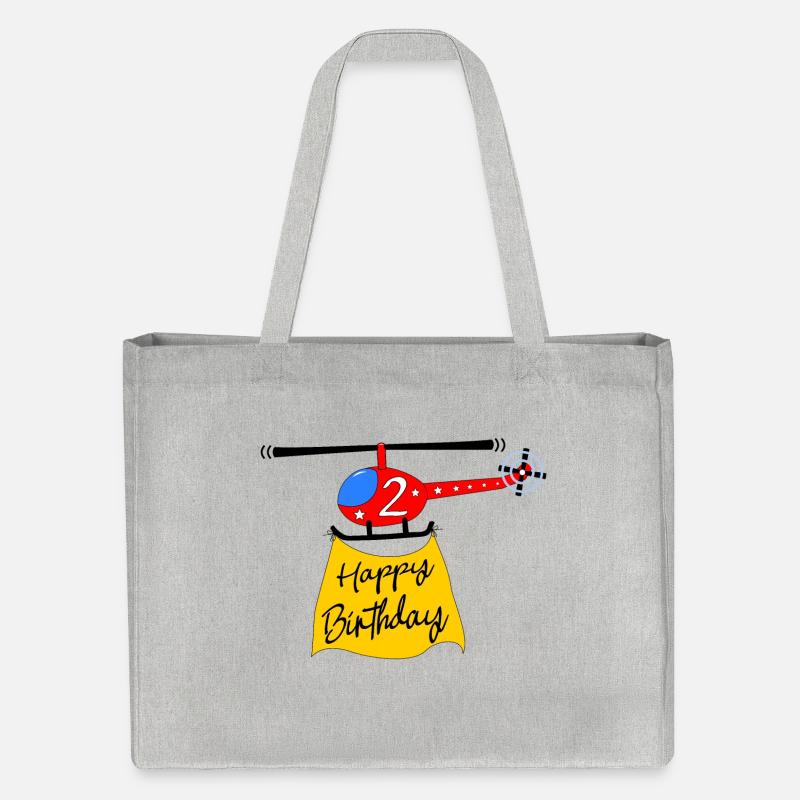 Hubschrauber Happy Birthday 2 - Stanley/Stella recycelter Shopping Bag - Grau meliert