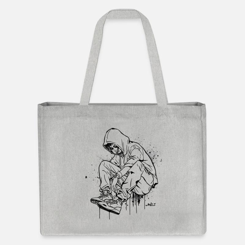 Silhouette Kapuzenpullover Graffiti - Stanley/Stella recycelter Shopping Bag - Grau meliert