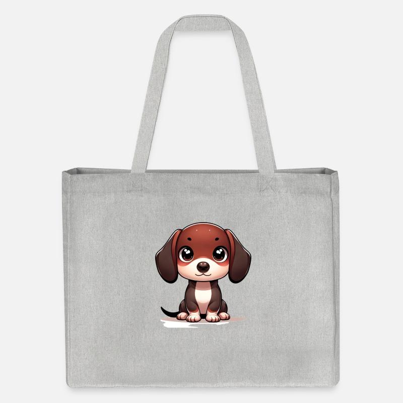 Illustration numérique d’un chien teckel mignon - Cabas recyclé Stanley/Stella - gris chiné