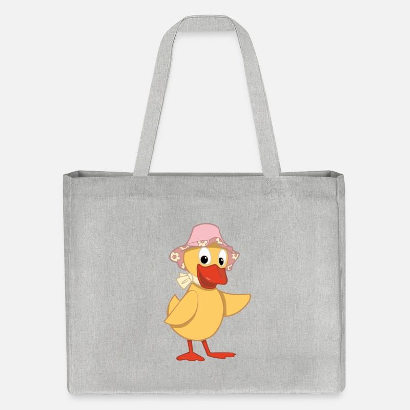 Schnatterinchen mit Sommerhut - Stanley/Stella recycelter Shopping Bag - Grau meliert