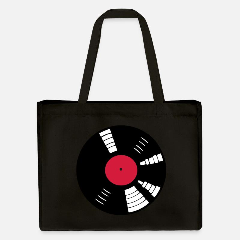 Retro vinyl record - Stanley/Stella Recycled Shopping Bag - black